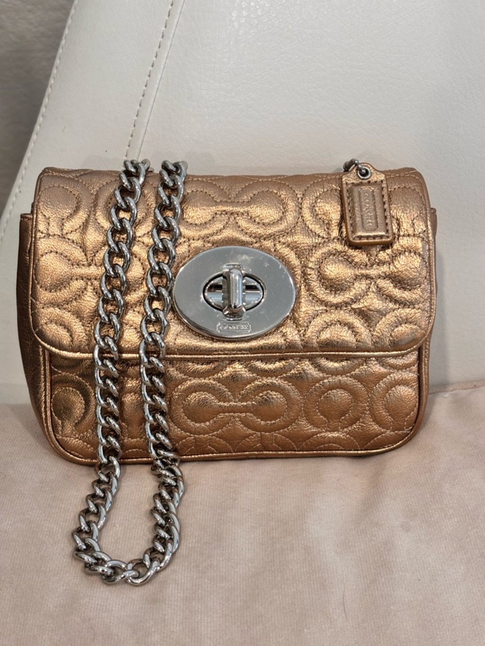 COACH Madison Metallic Leather Chain Mini Bag (Style #42727) - Picture 6 of 16